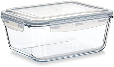 Large Glass Food Storage Container - Baking Containers with Hinged Locking Lids. 100% Leak Proof.... | Amazon (US)