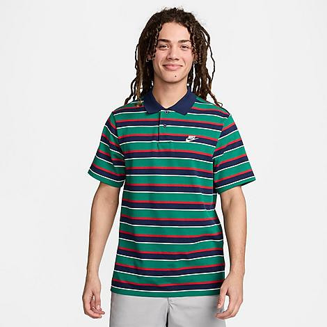 Nike Men's Club Striped Polo Shirt in Green/Navy/Red Size: Medium | Finish Line (US)