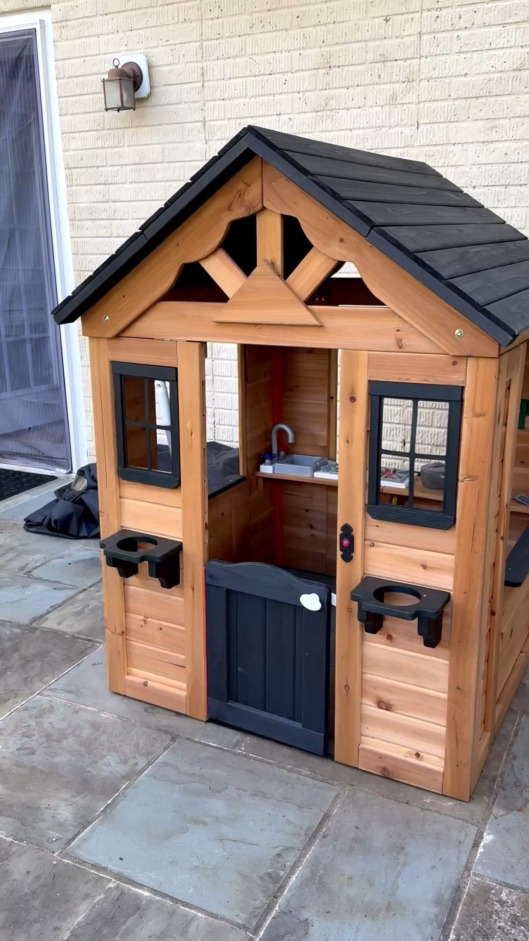 Outdoor toys and activities for kids 
Playhouse real wood. I’d recommend getting the cover which is sold separately 