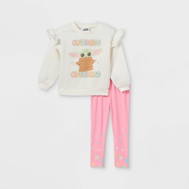 Toddler Girls' Star Wars Baby Yoda Top and Knit Leggings Set - Cream | Target