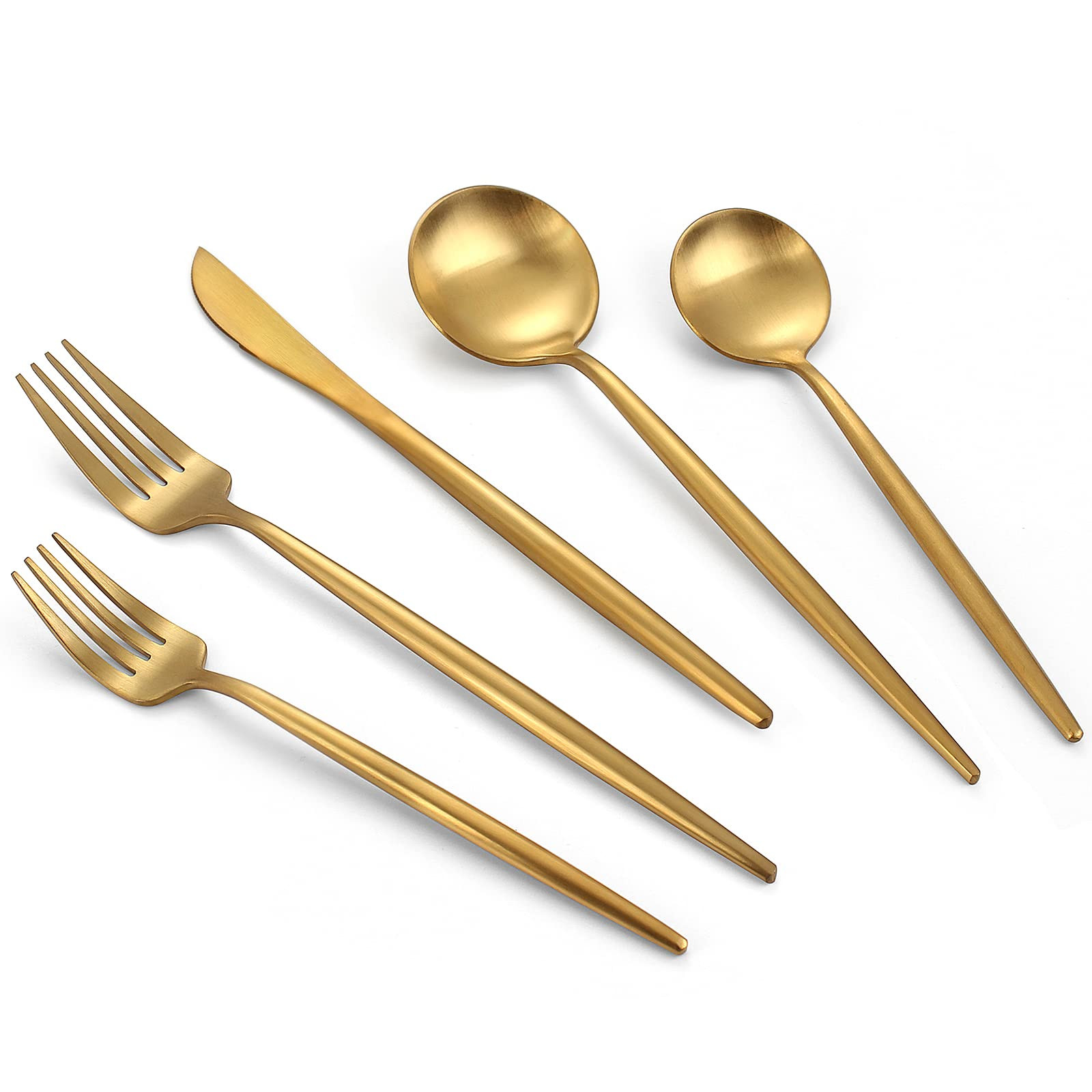 Matte Gold Silverware Set, 20-Piece Stainless Steel Flatware Set, Tableware Cutlery Set Service f... | Amazon (US)