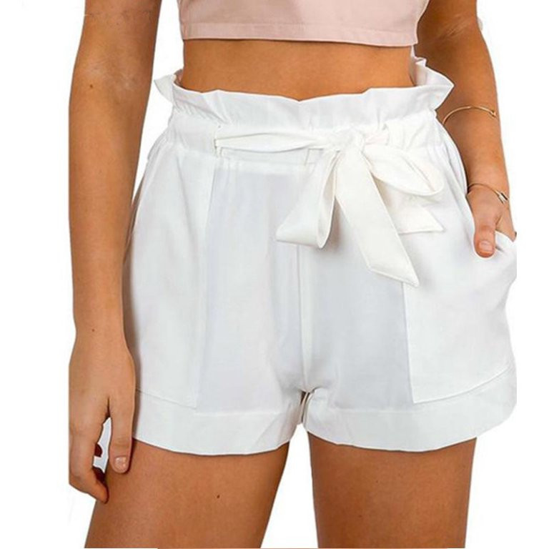 Womens High Waist Tie Belt Paper Bag Shorts Ladies Summer Hot Pants | Walmart (US)