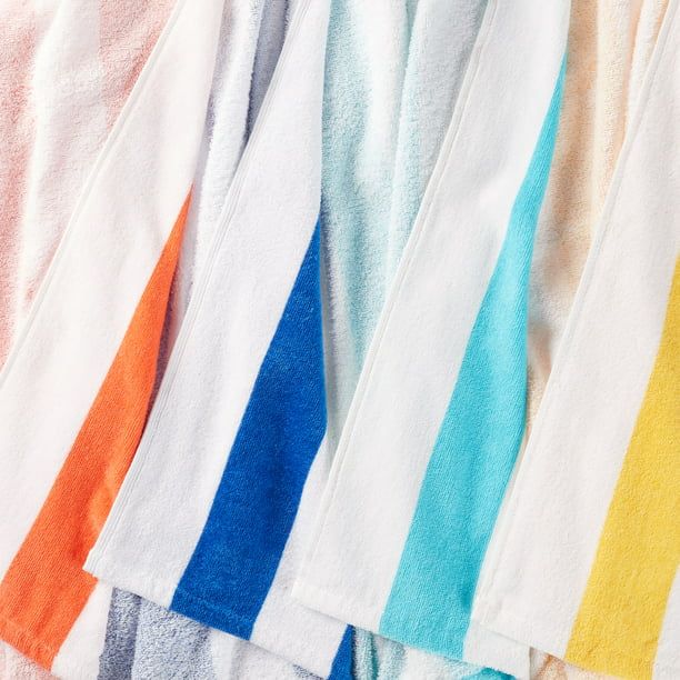 4 Pack Cabana Stripe Beach Towels, 100% Cotton, Assorted Colors, 28 in x 60 in - Walmart.com | Walmart (US)
