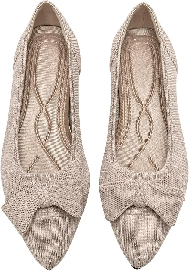 Women's Flats Shoes Comfortable Slip On Shoes Classic Dressy Pointed Toe Bow Knit Ballet Flat | Amazon (US)