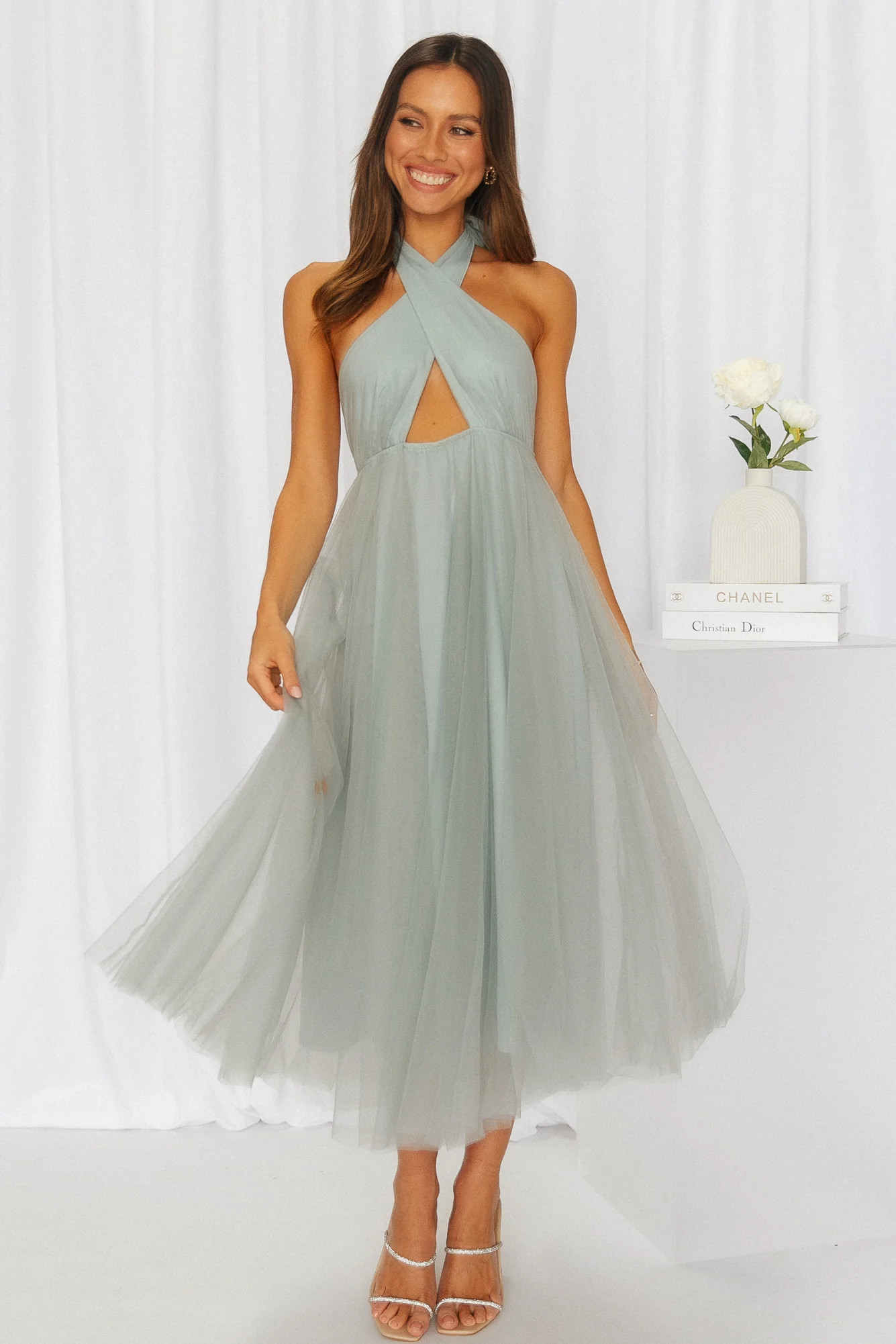 Little Tulle Much Midi Dress Sage | Hello Molly (AU)