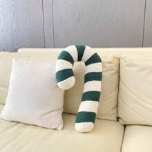 1pc Plush Green & White Candy Cane Pillow, Christmas Decoration Cushion, Holiday Home Decorative ... | SHEIN