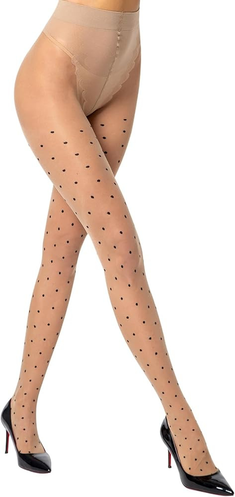 MANZI 20D Polka Dot Tights for Women Patterned Stockings for Women Sheer Ultra Thin High Waist Pa... | Amazon (US)