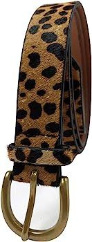 Leopard Print leather Belt Women's Waist Belt Ladies Haircalf Belt Casual Waistband | Amazon (US)