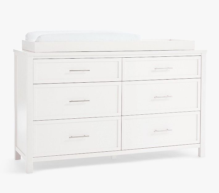 Camden Extra-Wide Nursery Dresser &amp;amp; Topper, Simply White, In-Home Delivery | Pottery Barn Kids