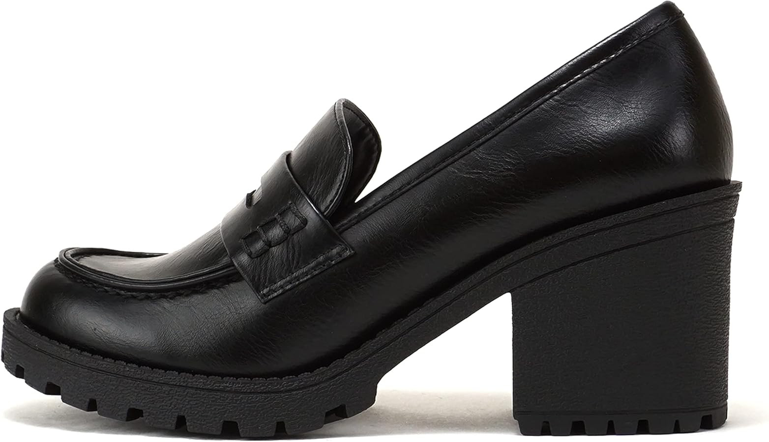 Soda “Kinder” ~ Women Slip On Chunky Mid Heel Lug Sole Penny Loafer Shoe | Amazon (US)