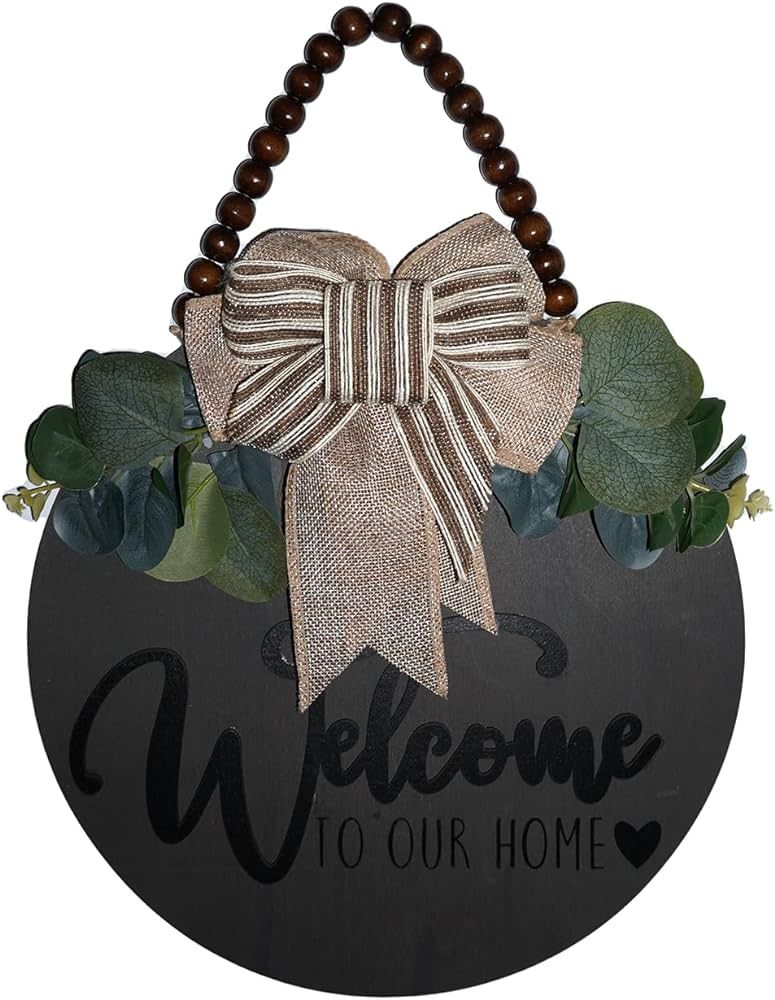 3D Welcome Sign for Front Door | Home/Farmhouse Porch Décor Wooden Hanging Sign with Artificial ... | Amazon (US)