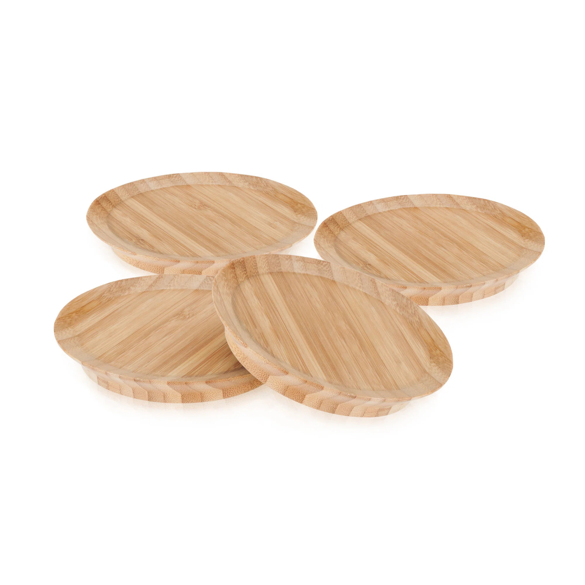 Topper Natural Bamboo Appetizer Glass Toppers (Set of 4) | Wayfair North America