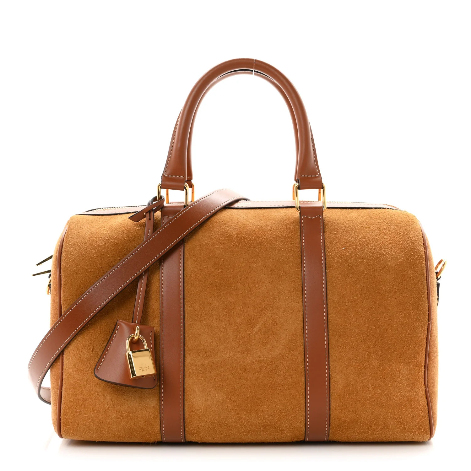 Celine Waxed Suede Calfskin Large Boston Bag Tobacco 1953051 | FASHIONPHILE (US)