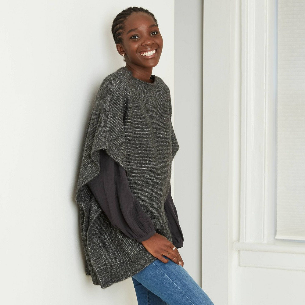 Women's Poncho Sweater - Universal Thread Gray One Size | Target