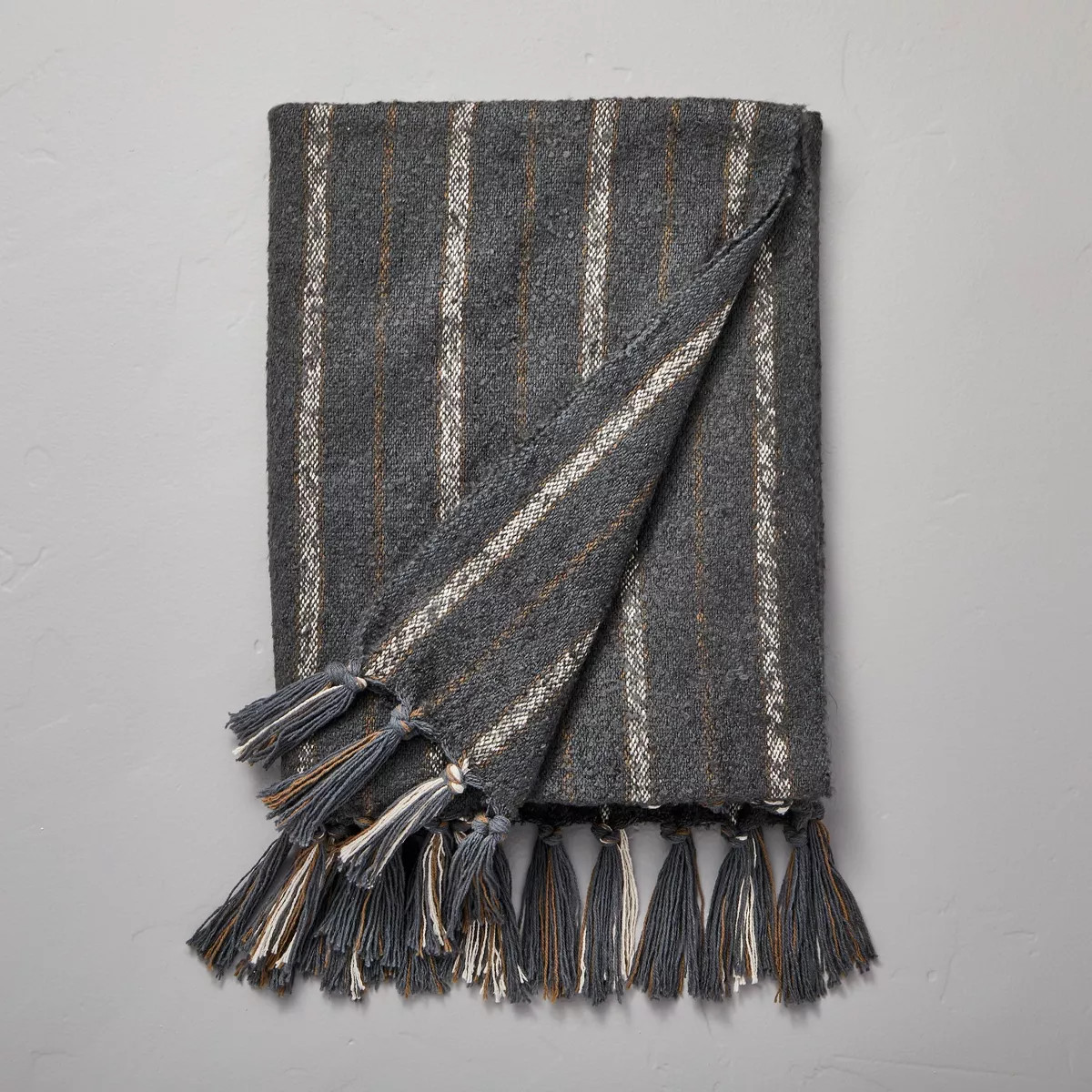 Chipped Stripe Woven Throw Blanket Dark Gray/Cream/Almond - Hearth & Hand™ with Magnolia | Target