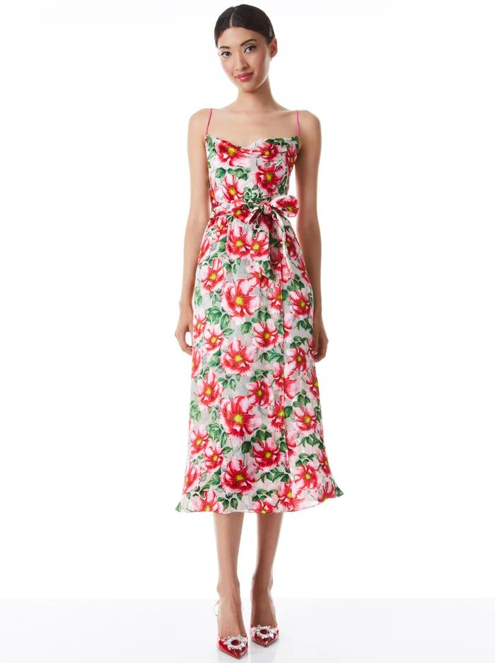 SAMANTHA COWL NECK MIDI DRESS | Alice + Olivia