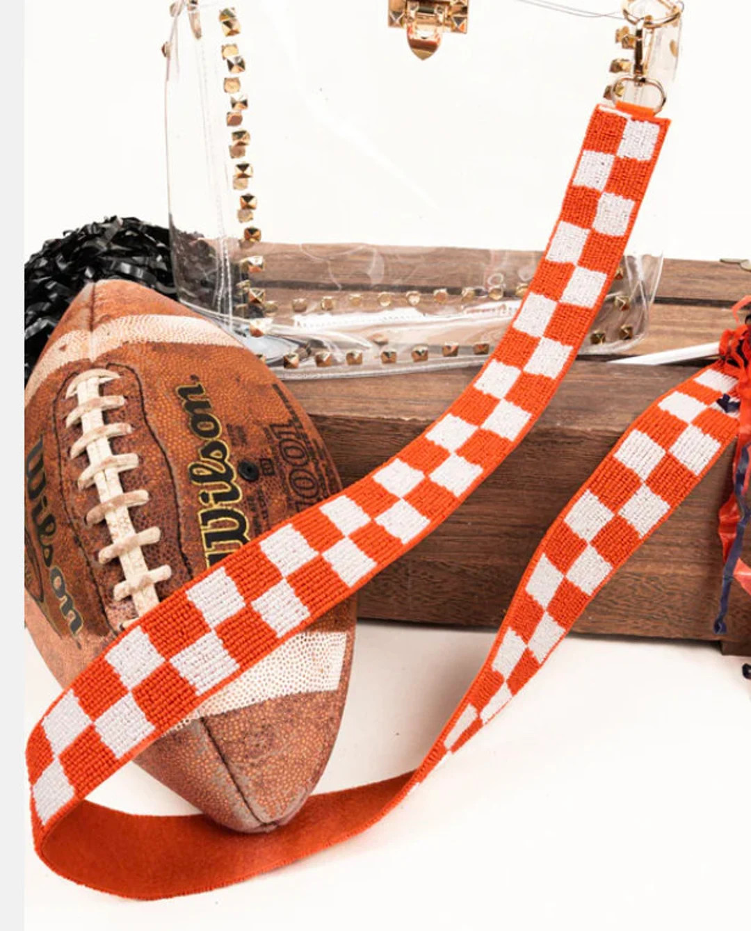 Orange and White Check Seedbed Purse Strap - Etsy | Etsy (US)