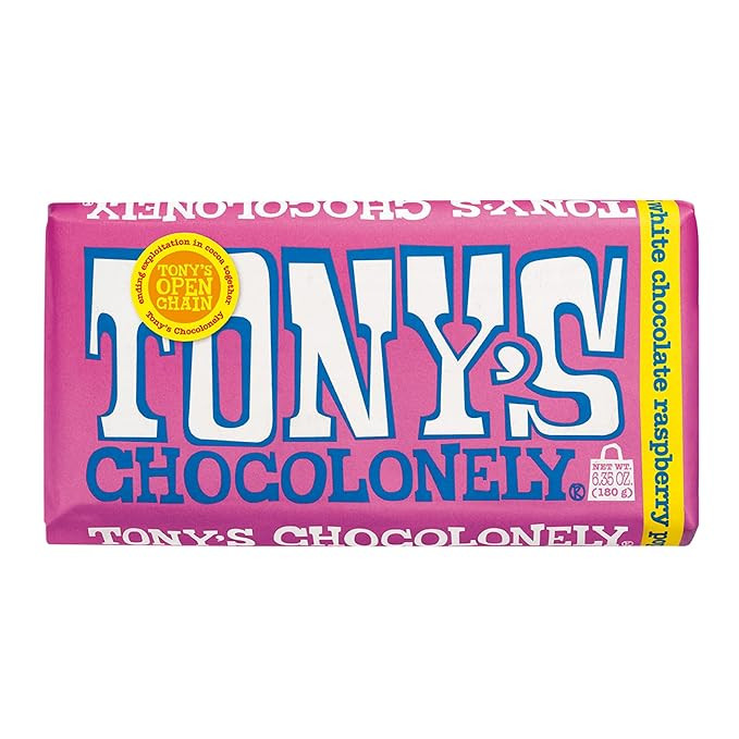 Tony's Chocolonely 28% White Chocolate Bar with Raspberry Popping Candy - Belgium Chocolate, No A... | Amazon (US)