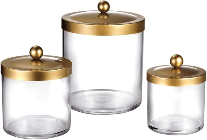 Premium Quality Apothecary Jars - Clear Plastic Storage Jars with Rust Proof Stainless Steel Lids... | Amazon (US)