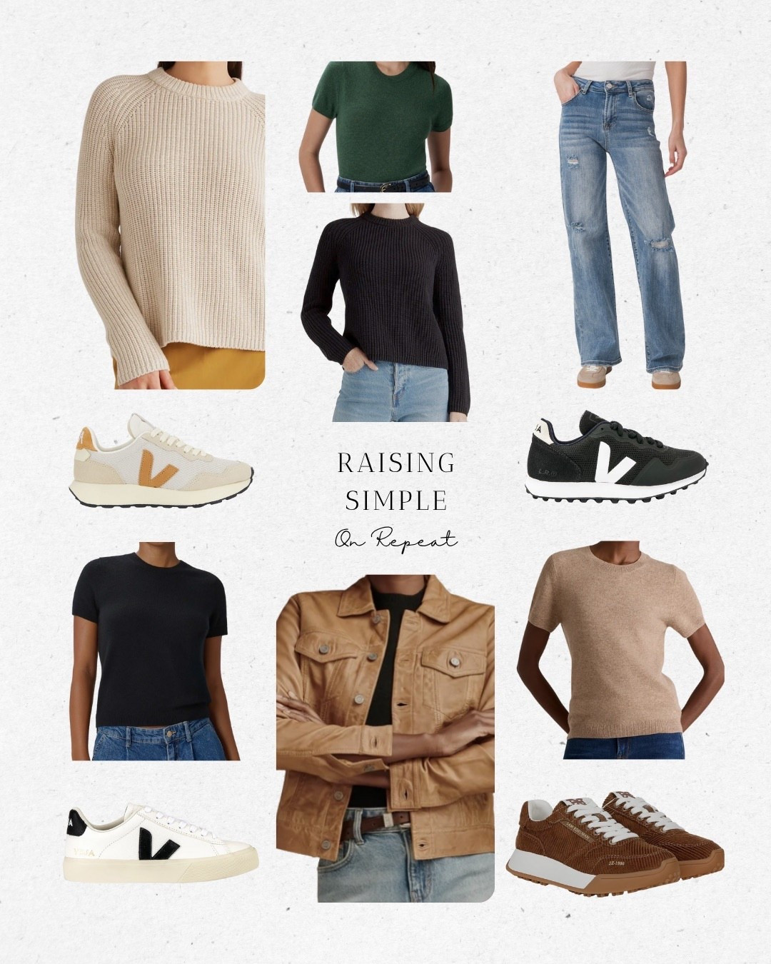 A few of my fall outfits on repeat this month. Neutral tops, comfortable jeans, cute sneakers and the softest brow leather coat.

#LTKOver40 #LTKPetite #LTKFamily