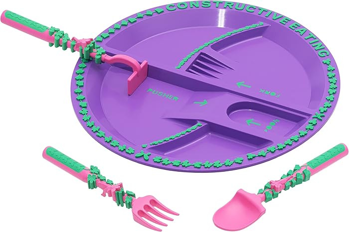 Constructive Eating Plate and Utensils Set - USA-Made Toddler Dinnerware with Divided Plates (Gar... | Amazon (US)