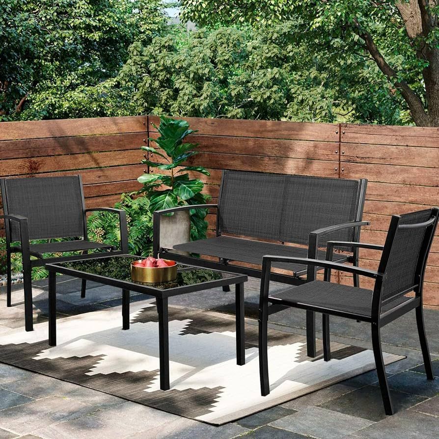 Greesum 4 Pieces Patio Furniture Set, Outdoor Conversation Sets for Patio, Lawn, Garden, Poolside... | Amazon (US)