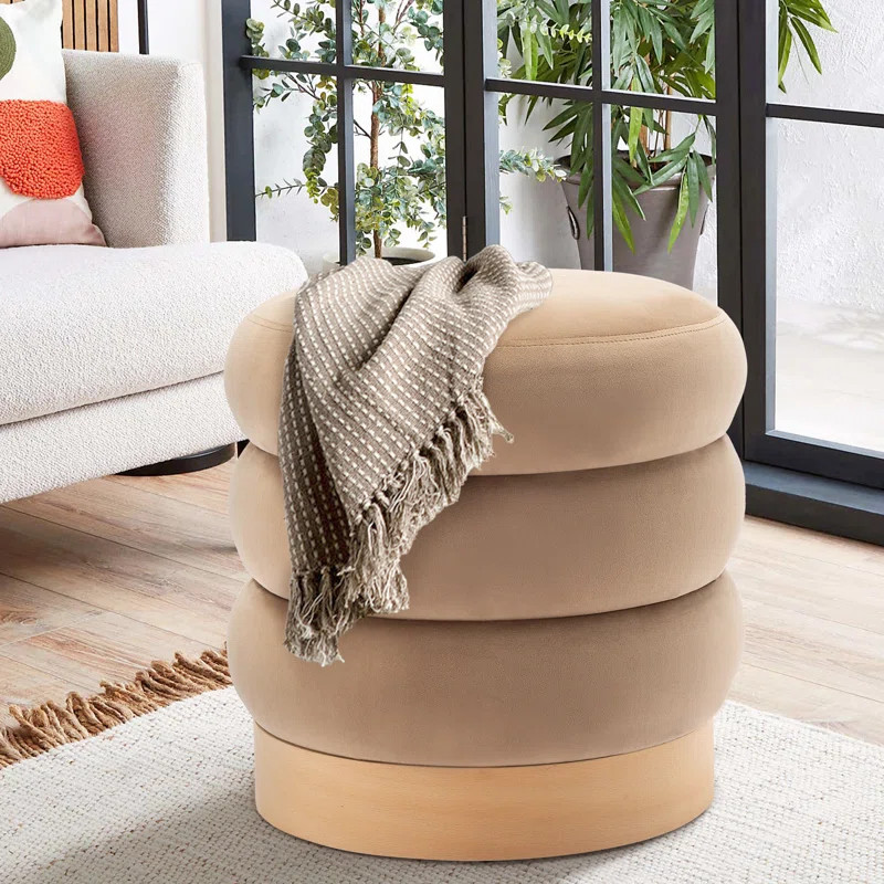 Carra 18'' Wide Round Upholstered Pouf Ottoman | Wayfair North America