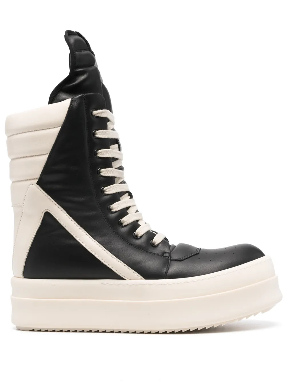 Rick Owens Mega Geobasket Leather Sneakers | Black | FARFETCH | Farfetch Global