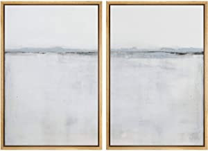 MUDECOR Framed Canvas Print Wall Art Set White Pastel Paint Stroke Landscape Abstract Shapes Illu... | Amazon (US)