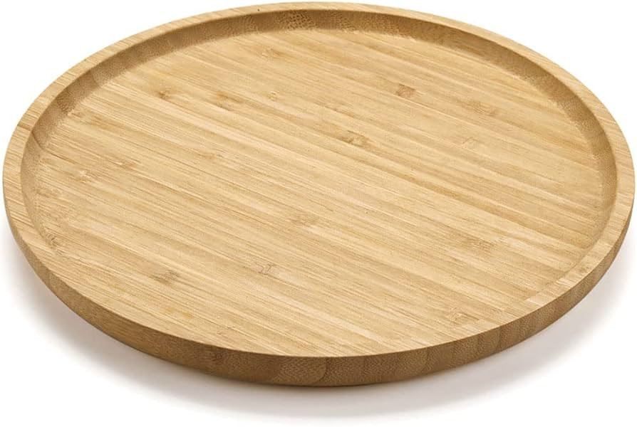 Round Bamboo Tray, Wood Serving Tray, Wooden Platter, Wood Charcuterie Board, Decorative Tray for... | Amazon (US)