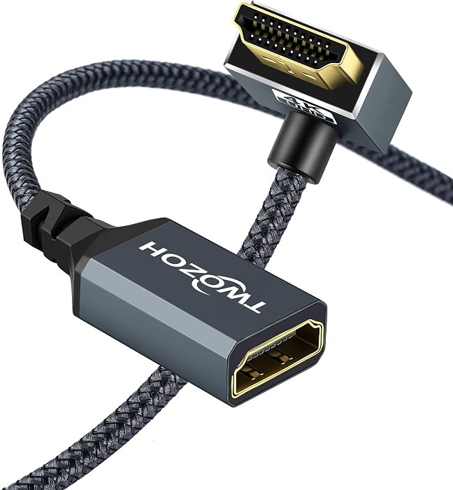 Twozoh HDMI Extension Cable 1FT, 90 Degree Down Angle Male to Female Cord, HDMI 2.0 Cable Adapter... | Amazon (US)