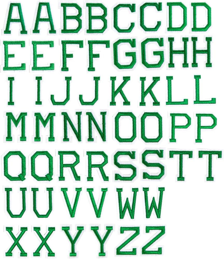 J.CARP 52Pcs Christmas Green Alphabet A to Z Patches, Iron on Sew on Letters for Clothing, Hats, ... | Amazon (US)