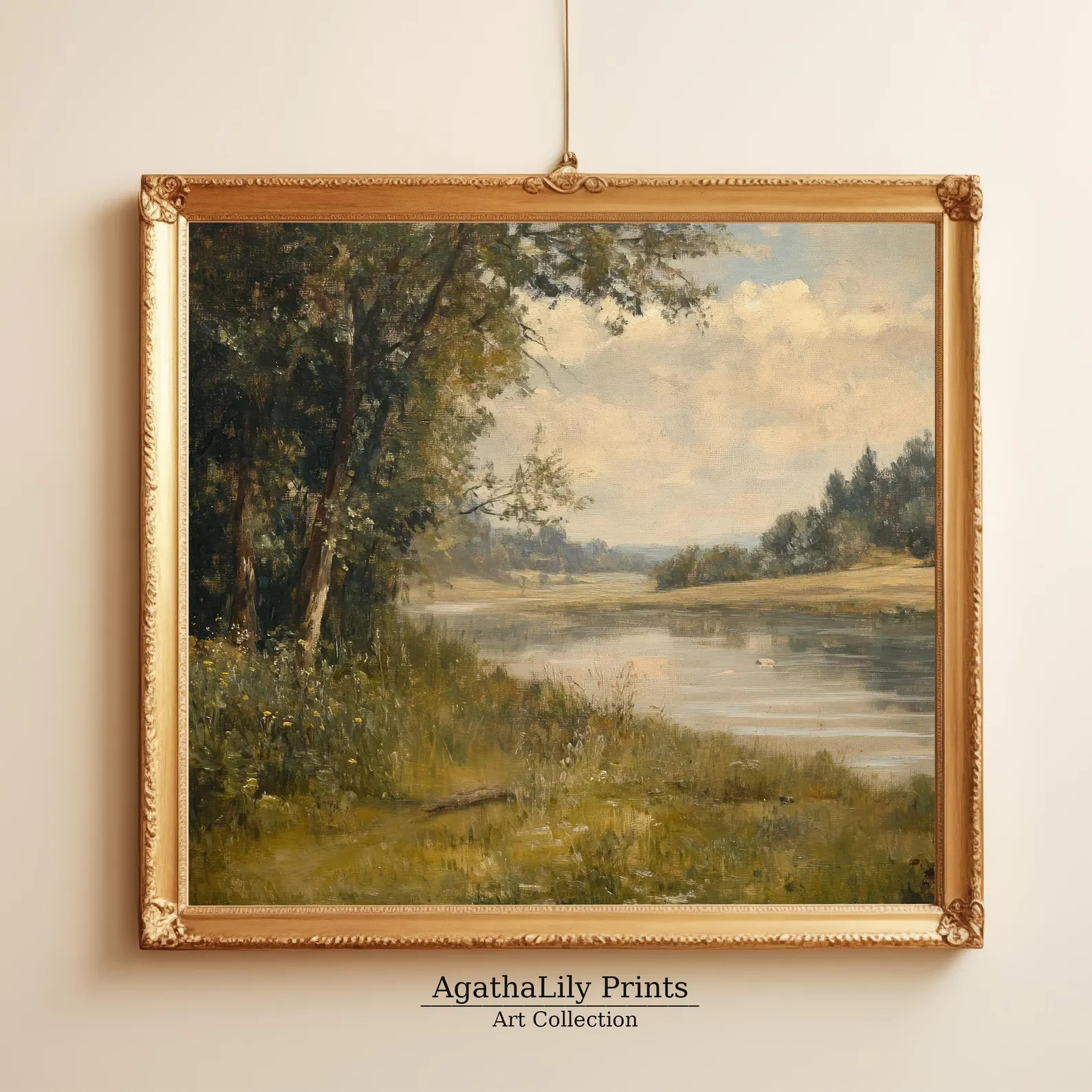 Vintage Country River Landscape Painting: Rustic Printable Wall Art (Digital Download) | Etsy (Global)