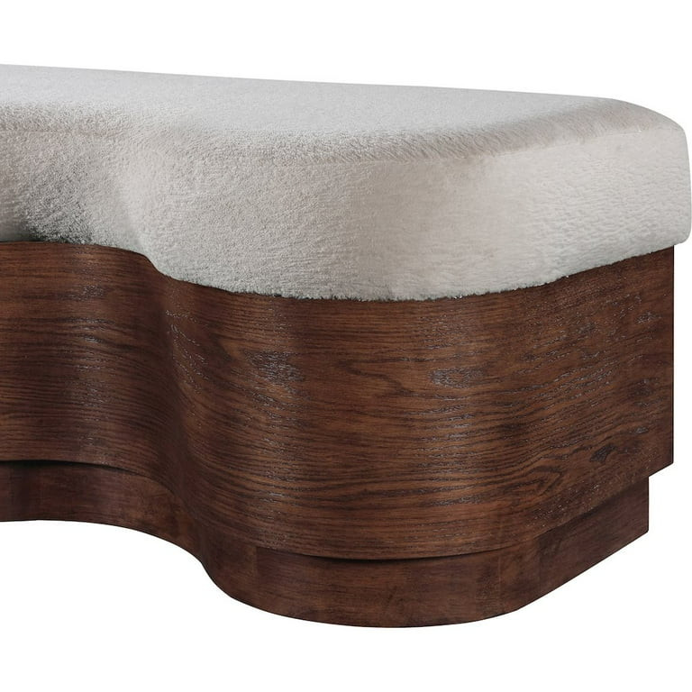 Meridian Furniture Savoy Beige Velour Fur Fabric Bench | Walmart (US)