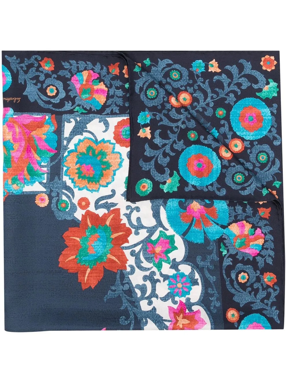 Ferragamo Uzbekistan floral-print Silk Scarf | Blue | FARFETCH ZA | Farfetch Global
