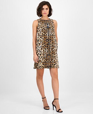 Women's Animal-Print Sequin Shift Dress | Macy's