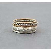 Mixed Metals Stacking Rings Set Sterling Silver & Rose Gold Filled | Etsy (US)