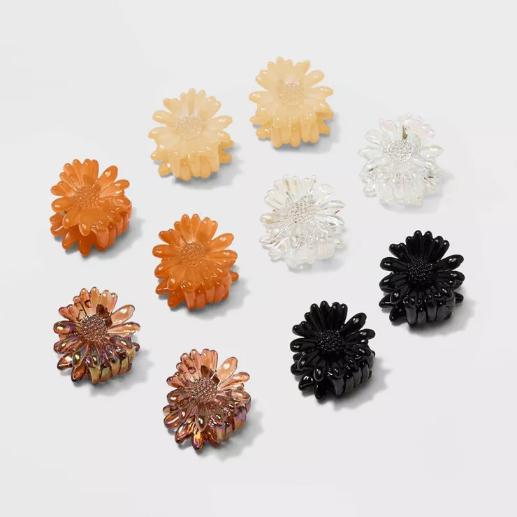 Flower Mini Claw Hair Clips 10pk - Wild Fable™ Multicolor Neutrals | Target