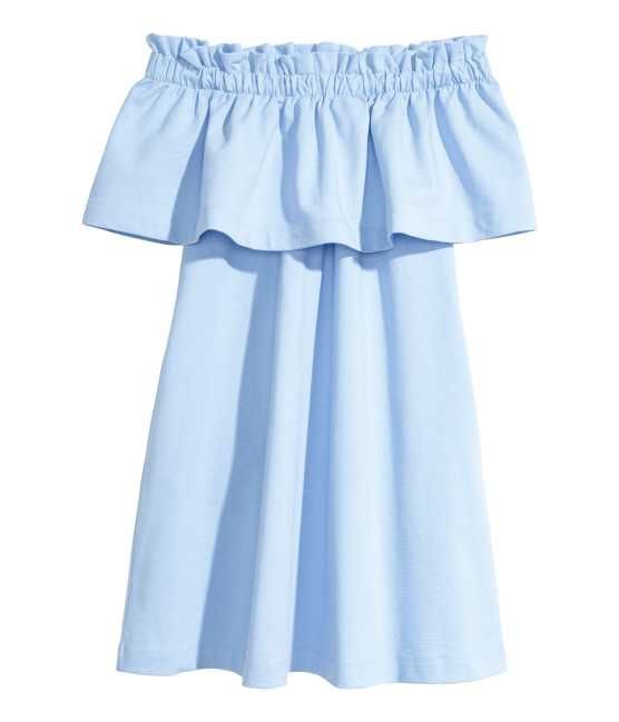 H&M - Off-the-shoulder Dress - Light blue - Women | H&M (US)