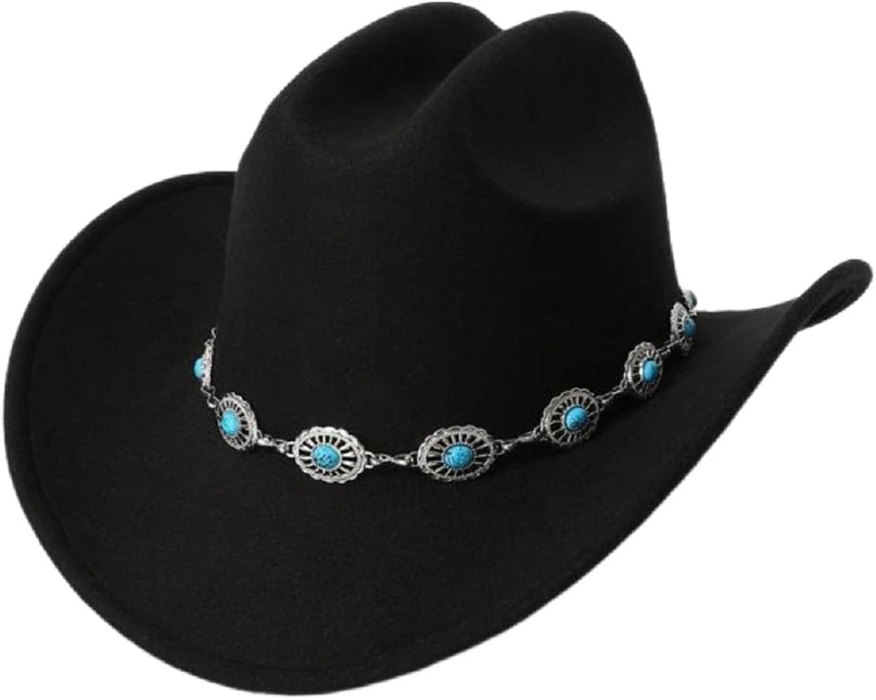 GORGLITTER Women's Cowboy Hat Turquoise Western Trendy Metal Bull Hatband Party Cowgirl Hats Vaca... | Amazon (US)
