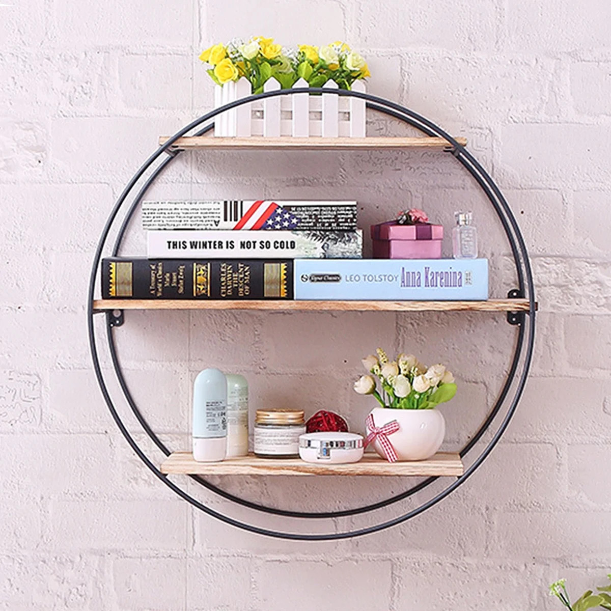 Floating Shelves Wall Mounted, Rustic Round Shelving Unit, Decorative Wall Shelf for Bedroom, Bat... | Walmart (US)