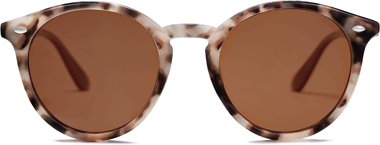 SOJOS Classic Retro Round Polarized Sunglasses for Women Men SJ2069 ALL ME | Amazon (US)