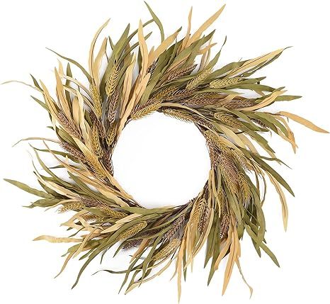 YNYLCHMX Fall Wheat Wreath 18” Autumn Wreath for Front Door Outside Thanksgiving Fall Front Doo... | Amazon (US)