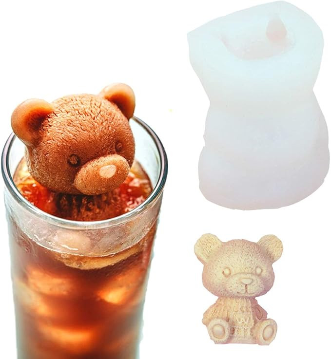 3D Teddy Bear Fondant Mold- YAWOOYA Ice Cube Silicone Molds Craft Soap DIY Candle Chocolate Candy... | Amazon (US)