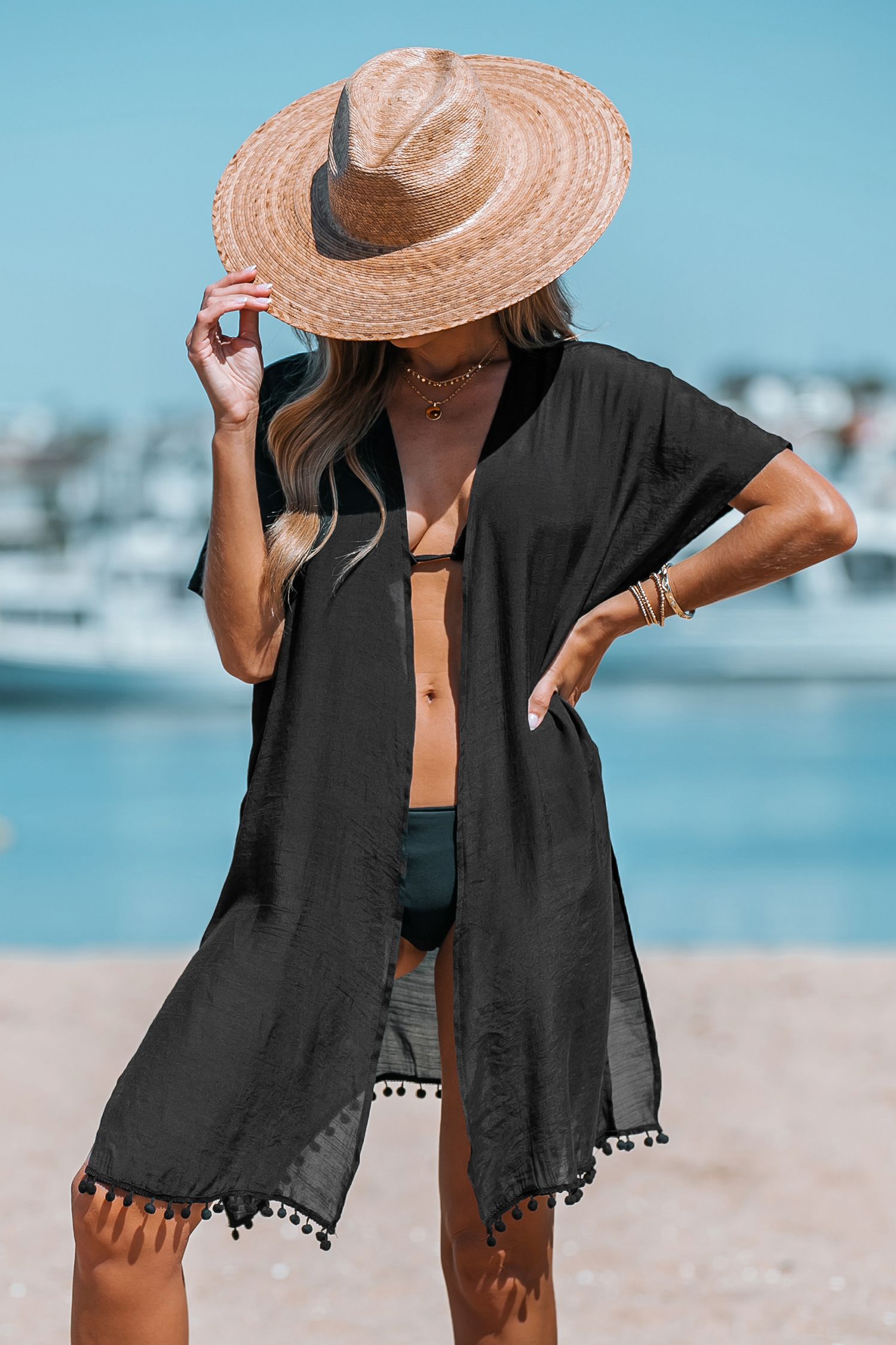 Pom Pom Cover-Up Kimono - F | Cupshe US