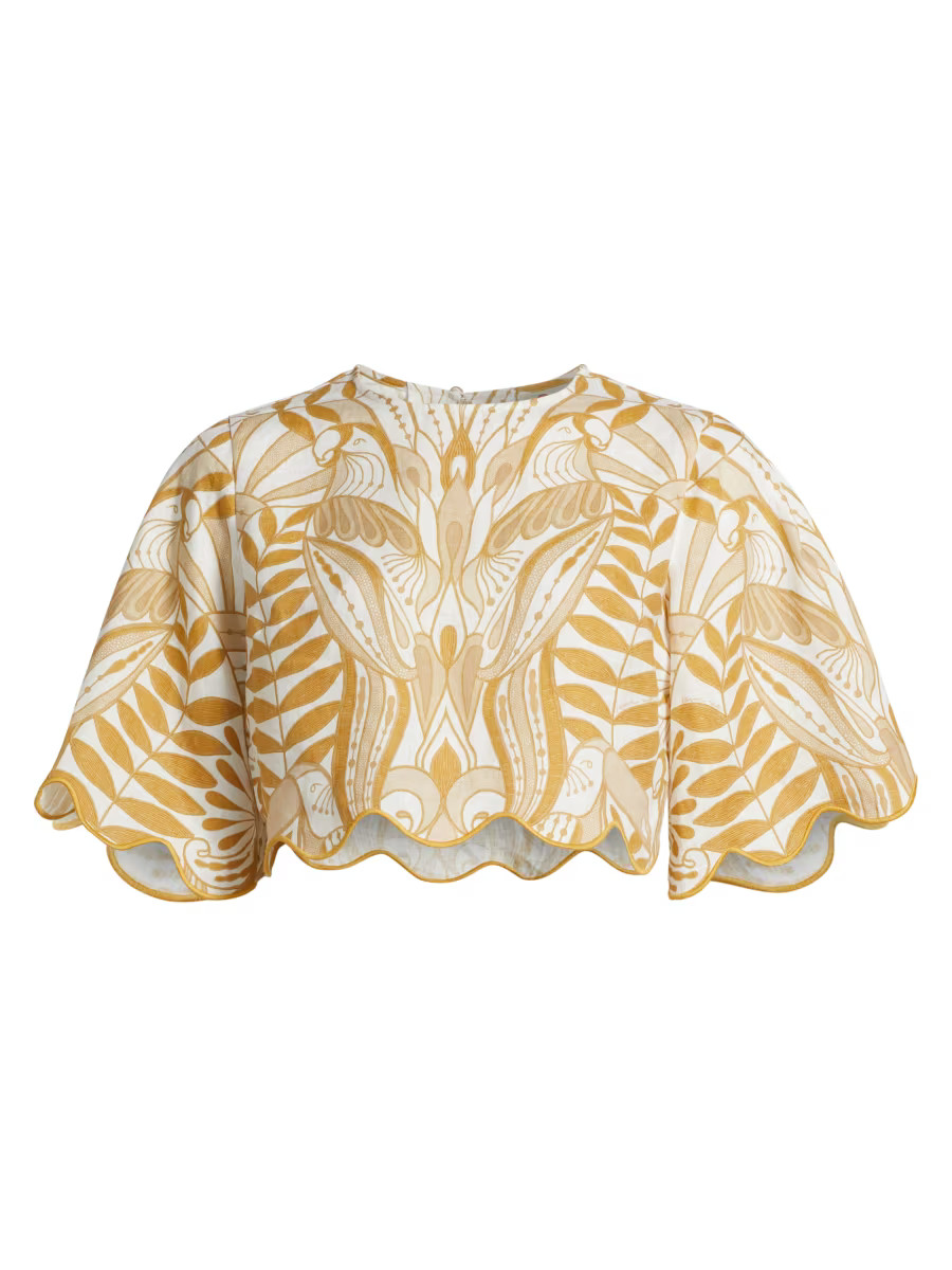 Lace Nature Scallop-Trimmed Crop Blouse | Saks Fifth Avenue