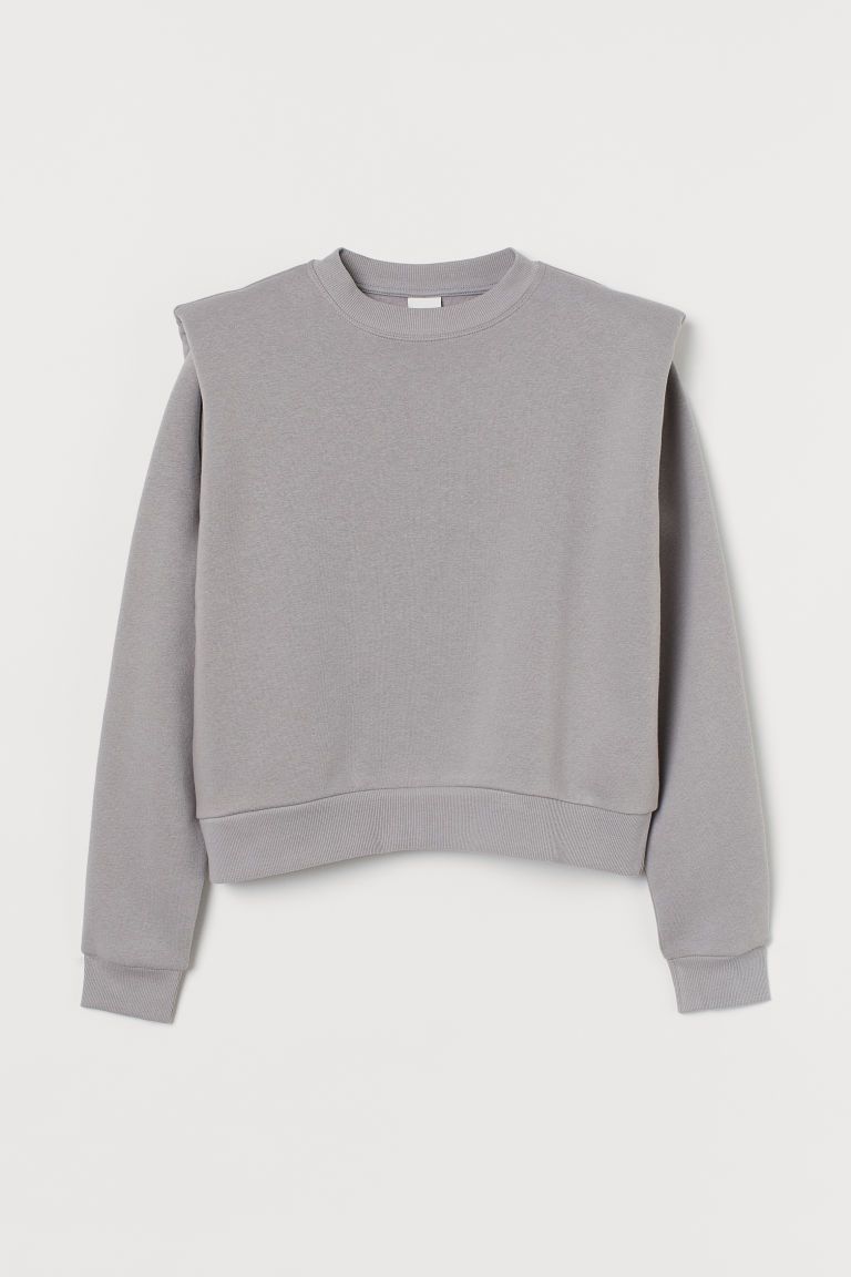 H & M - Shoulder-pad Sweatshirt - Gray | H&M (US + CA)