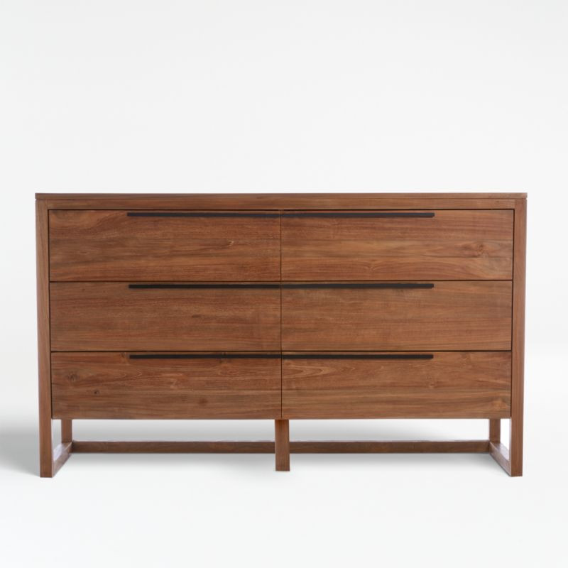 Linea 66" Natural Teak Wood 6-Drawer Dresser + Reviews | Crate & Barrel | Crate & Barrel