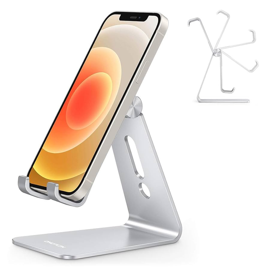 Adjustable Cell Phone Stand, OMOTON Aluminum Desktop Cellphone Stand with Anti-Slip Base and Conv... | Amazon (US)