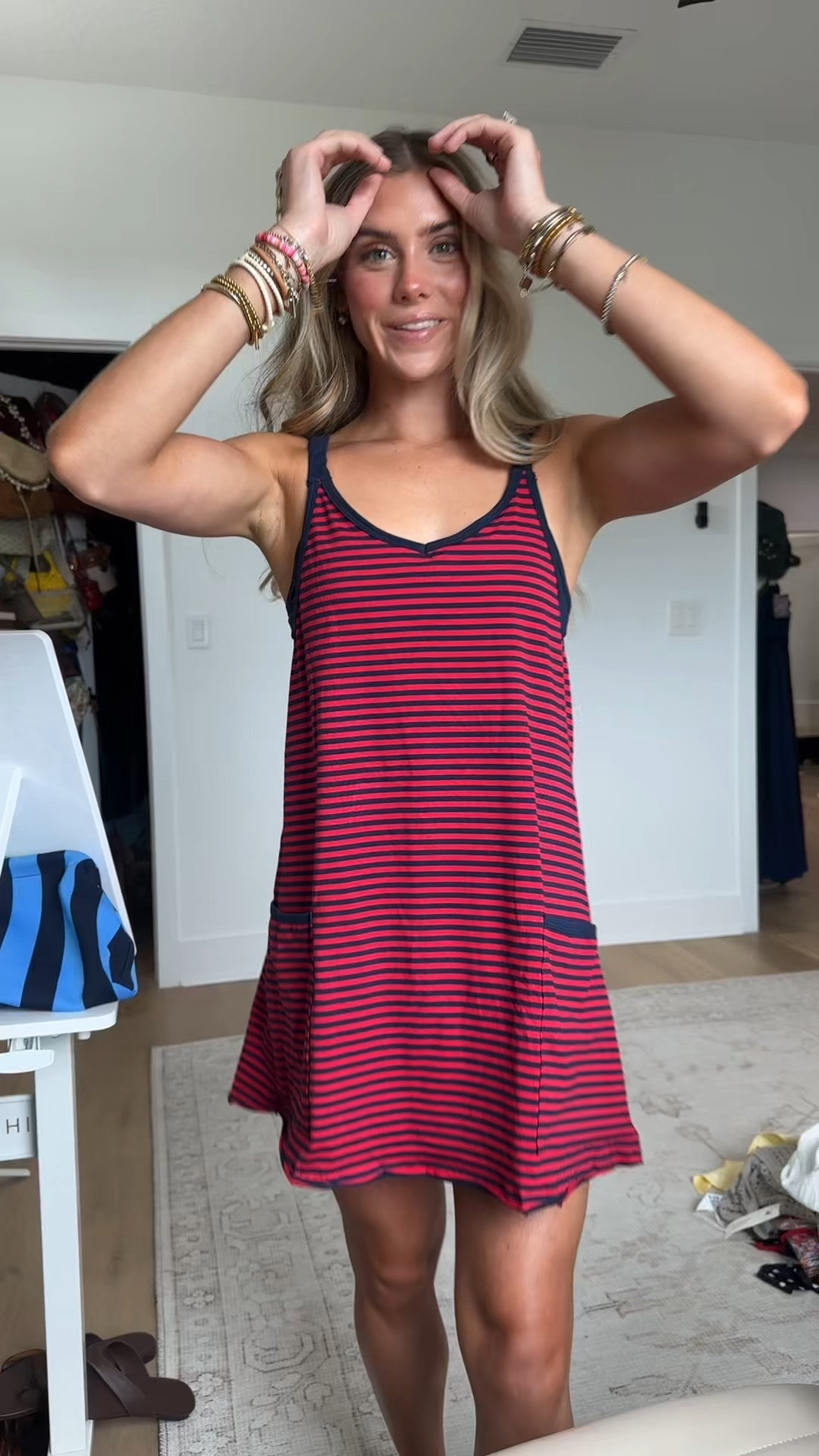 Amazon size XS Zhiyouni Women's Summer Athletic Mini Dress Sleeveless V Neck Built-in Shorts Striped Tennis Workout Vacation

#LTKootd #LTKfitnessgoals #LTKActive
